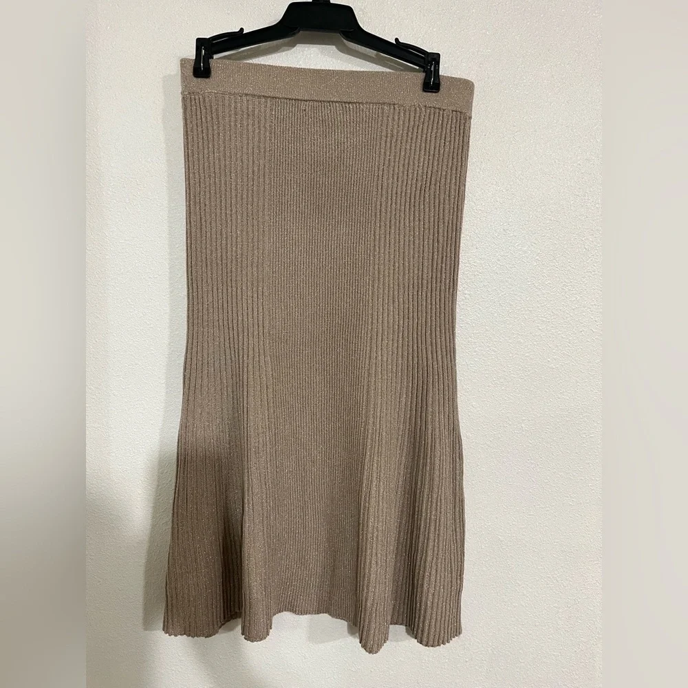 Alfani knit A line midi skirt gold shimmer s S NWOT